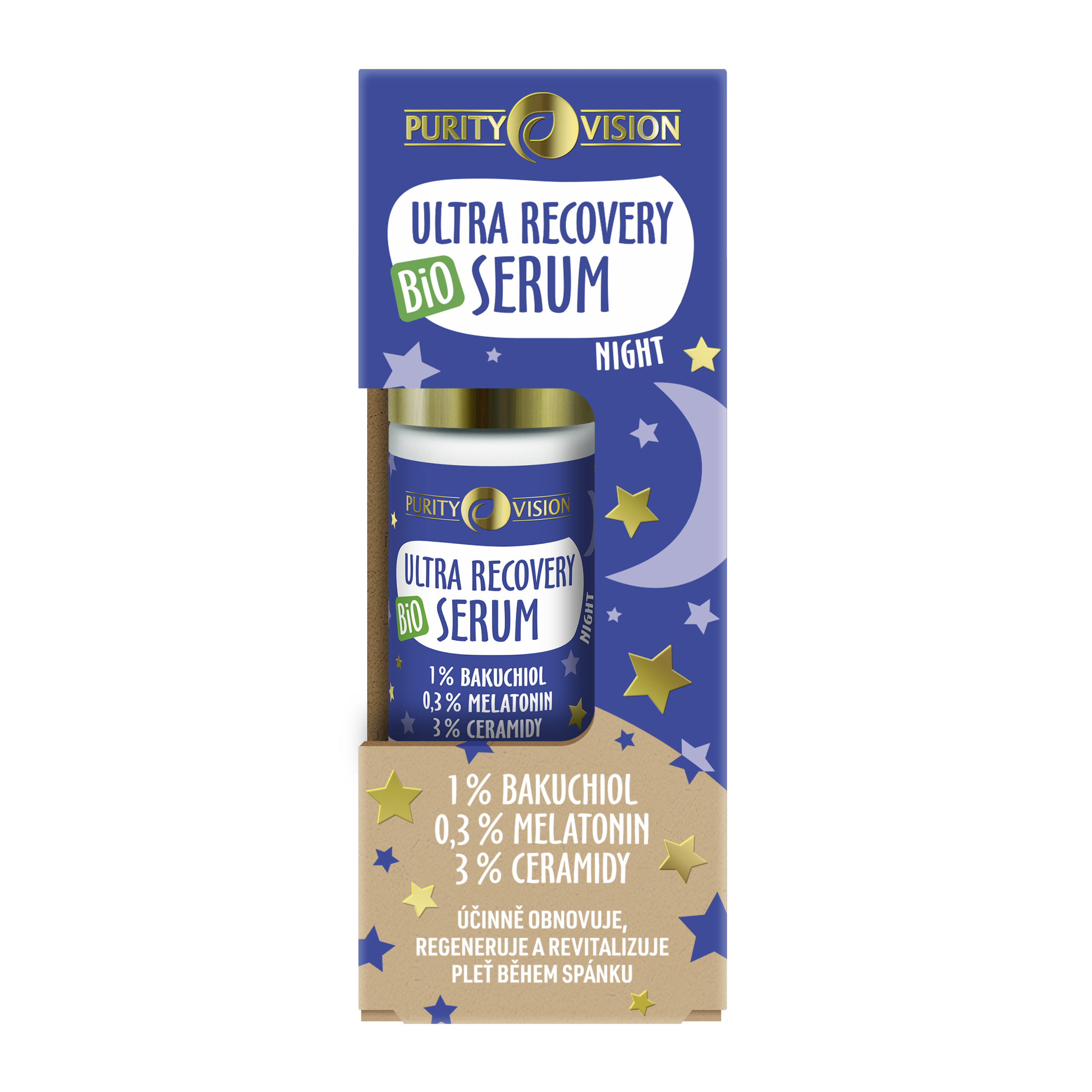 Purity Vision Noční pleťové sérum Ultra Recovery Night BIO (30 ml) - s bakuchiolem