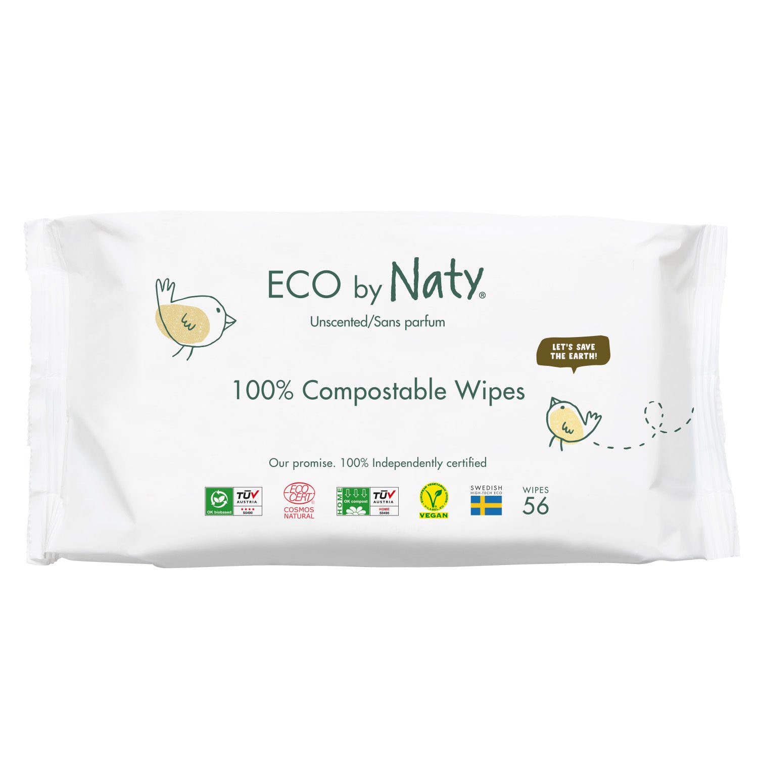 Eco by Naty Dětské vlhčené hygienické ubrousky - 56 ks - vhodné i pro velmi citlivou pokožku Eco by Naty