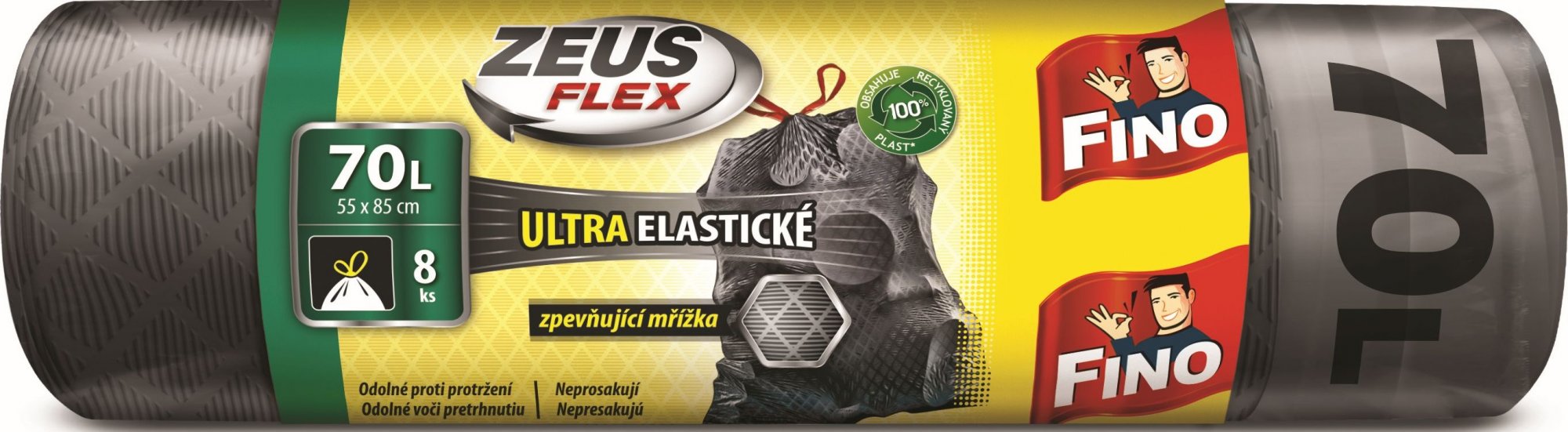 FINO Pytle na odpadky zatahovací Zeus FLEX 35 μm - 70 l (8 ks) FINO