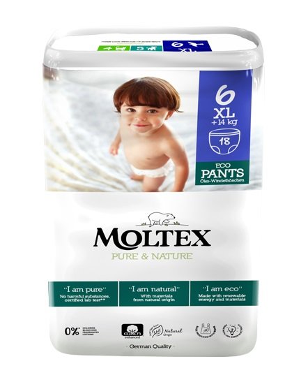 Moltex Natahovací plenkové kalhotky Pure & Nature - XL 14+ kg (18 ks) - II. jakost Moltex