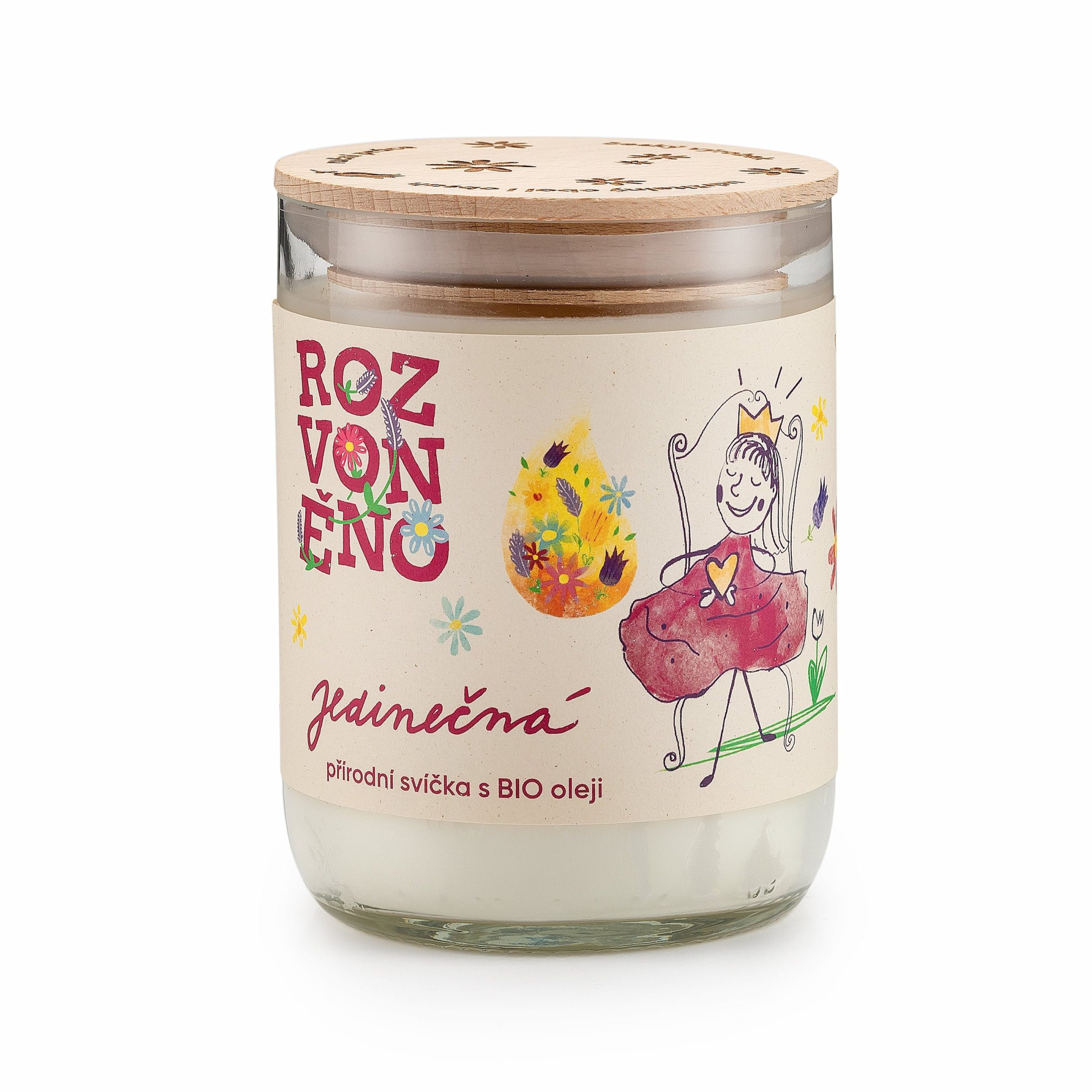 Rozvoněno Vonná svíčka - Jedinečná - 300 ml - s geránií a palmovou růží Rozvoněno