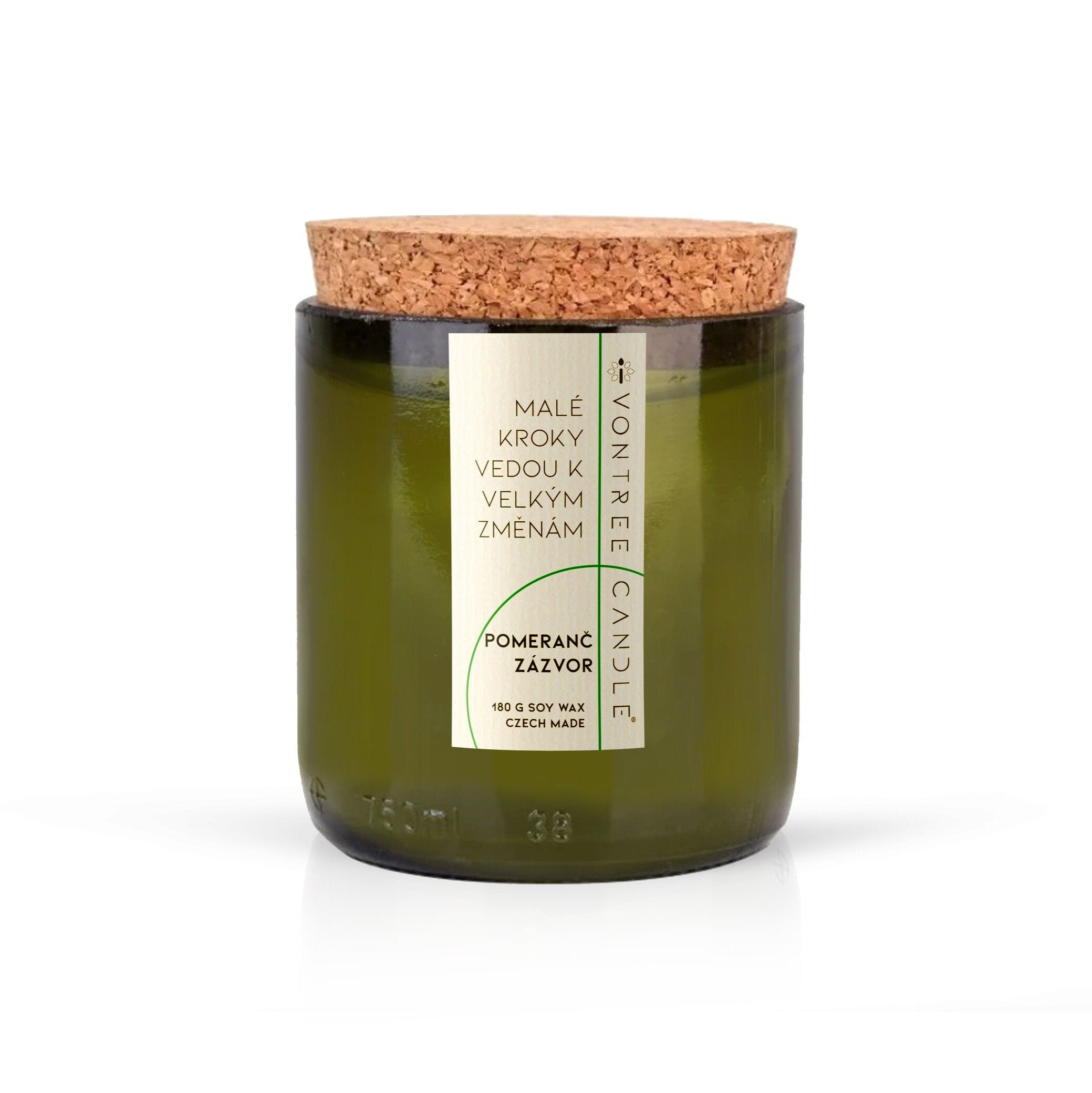 VonTree Candle Vonná svíčka ve vinné lahvi (250 ml) -  Pomeranč a zázvor - sklenička z lahve od vína VonTree Candle