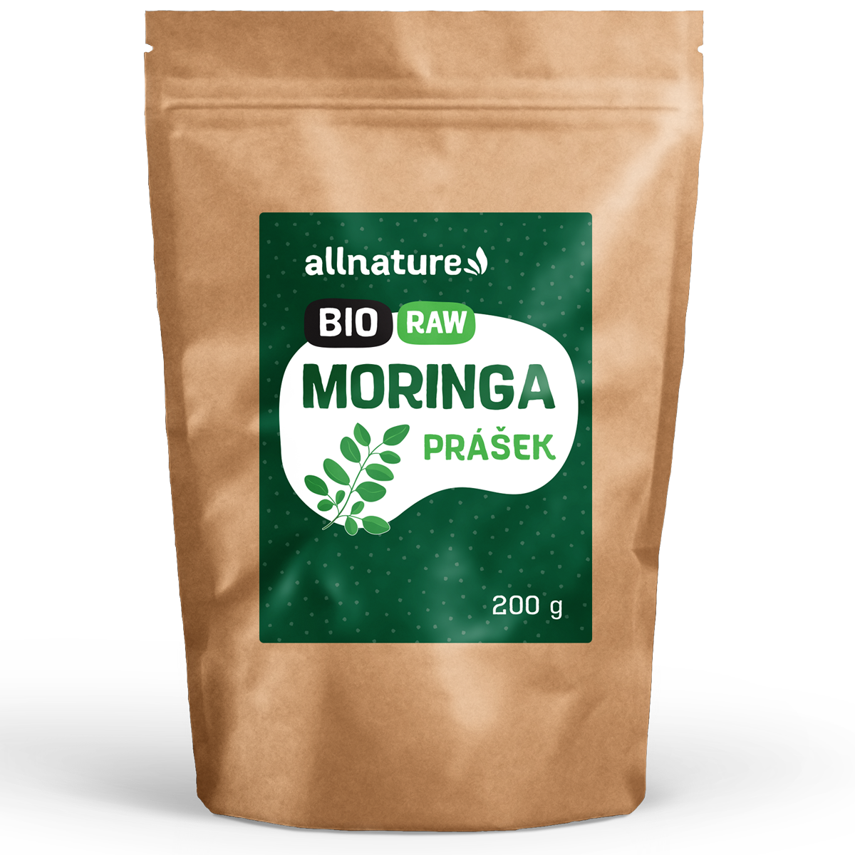 Allnature Moringa prášek RAW (200 g) - cenný zdroj bílkovin a esenciálních mastných kyselin Allnature