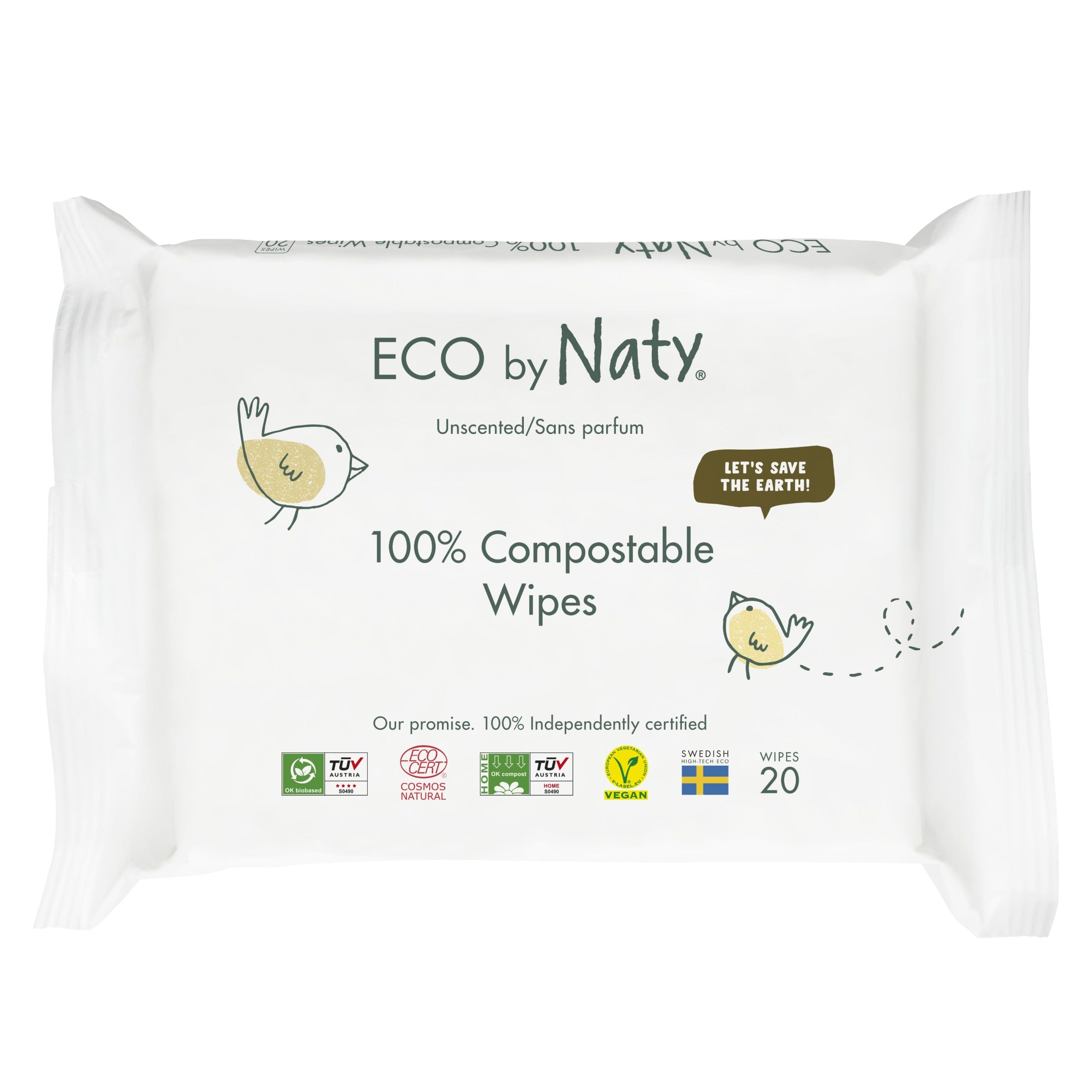 Eco by Naty Dětské vlhčené hygienické ubrousky - 20 ks - vhodné i pro velmi citlivou pokožku Eco by Naty