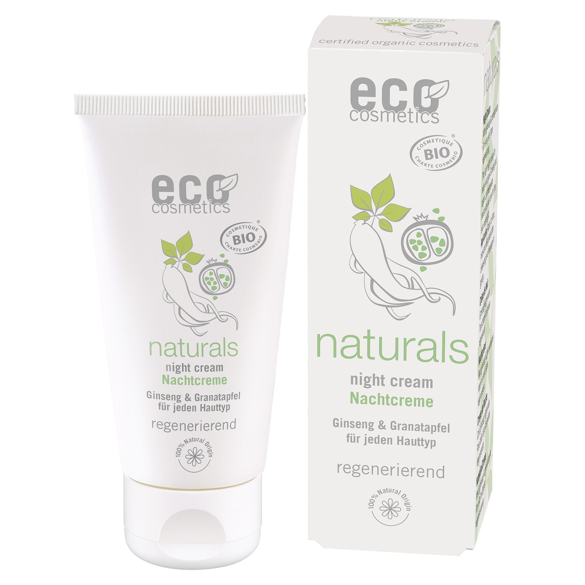 Eco Cosmetics Noční krém BIO (50 ml) - II. jakost - s granátovým jablkem a ženšenem Eco Cosmetics