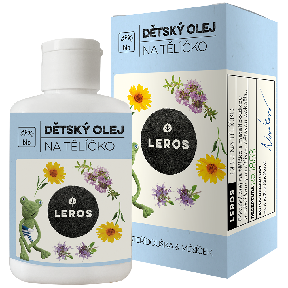 LEROS Dětský olej na tělíčko BIO (100 ml) - pro citlivou pokožku s uklidňující vůní LEROS