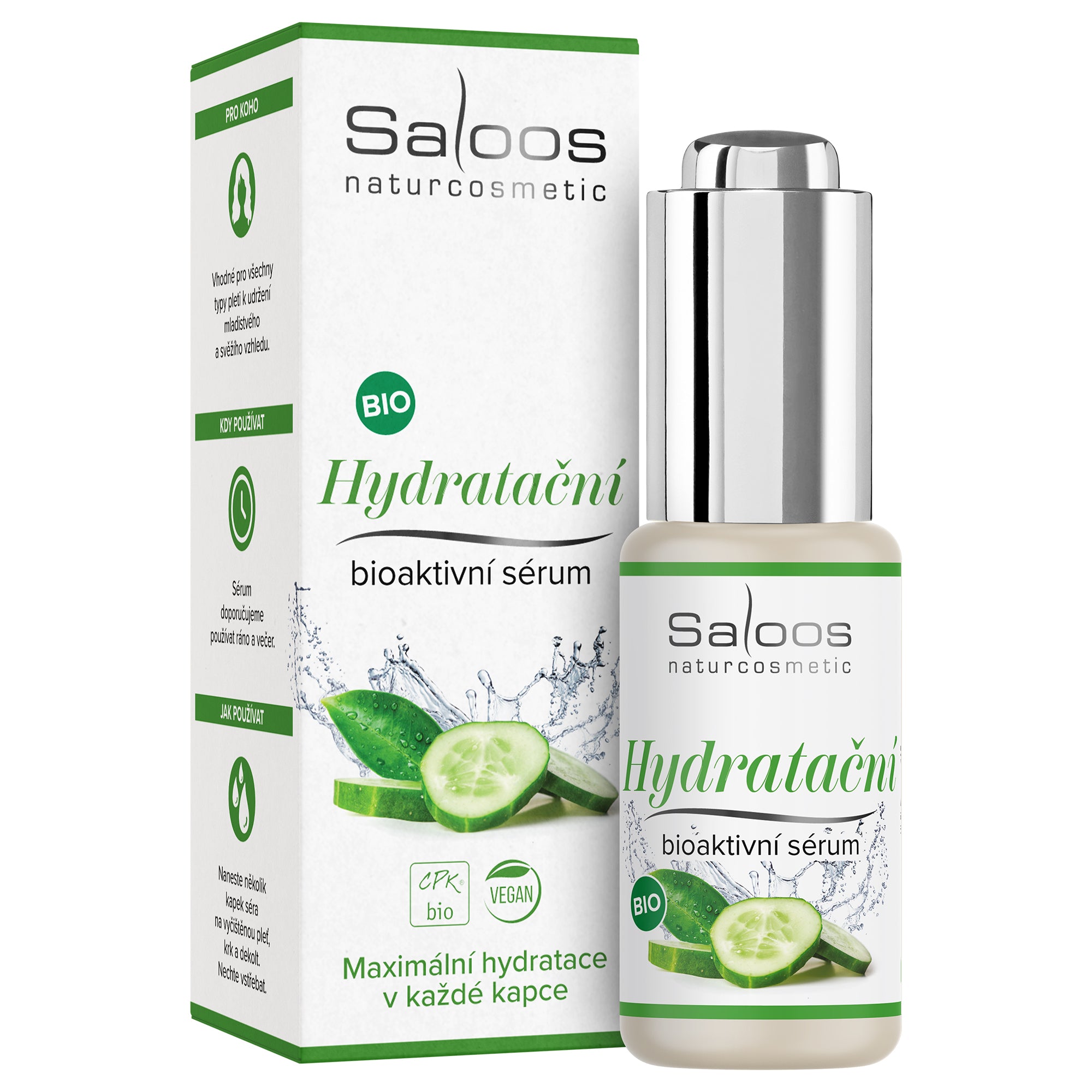 Saloos Hydratační bioaktivní sérum BIO - 20 ml - s okurkou a aloe vera Saloos