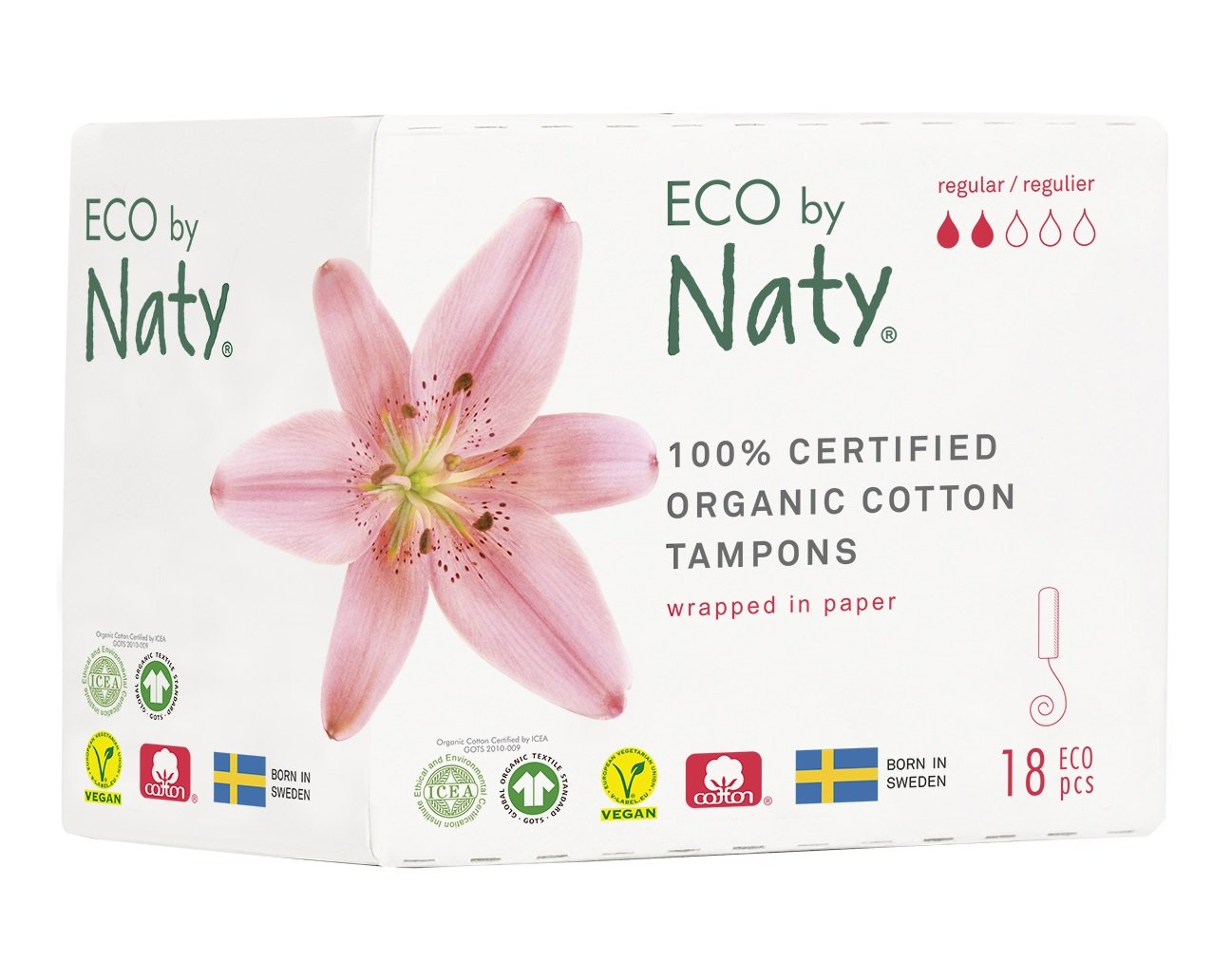 Eco by Naty Tampony Regular (18 ks) - 100% z biobavlny