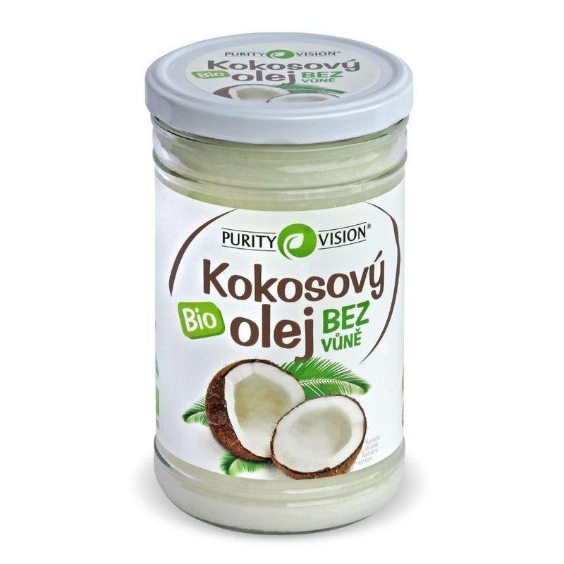 Purity Vision Kokosový olej bez vůně BIO - 900 ml - bez typické kokosové vůně a chuti Purity Vision